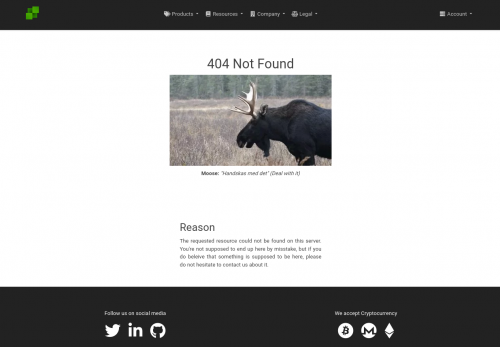 Funny moose 404 error page on 99Stack Cloud
