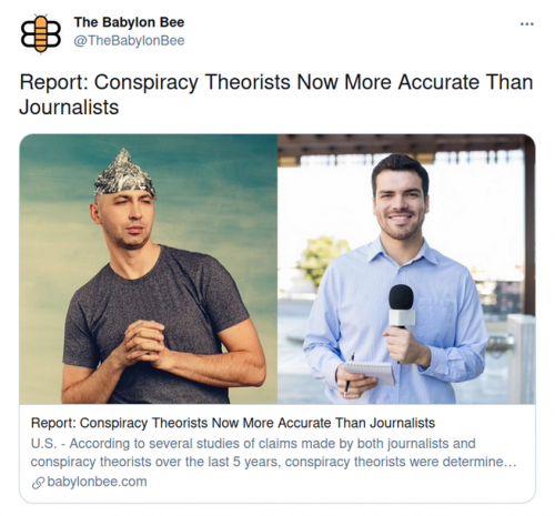 Conspiracy theorists now more accurate than Journalists