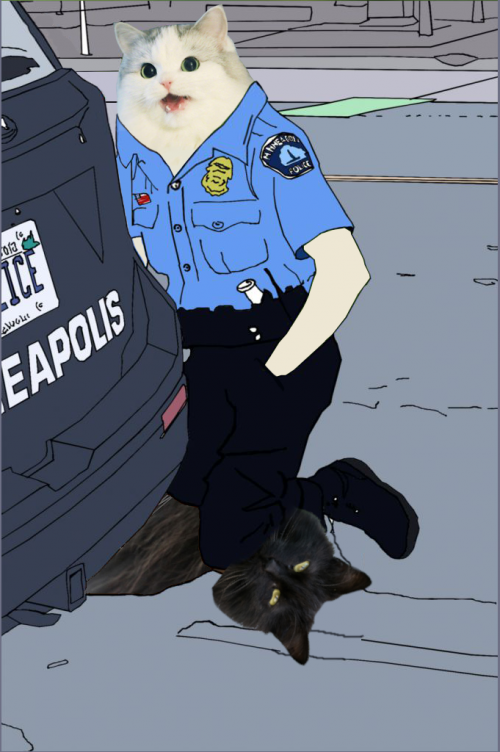 George Floy arrest but with cats