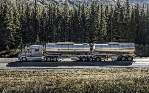 Volvo long nose truck hauling 88000lbs in the US